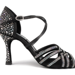 PD LEONOR Black Satin & Crystals